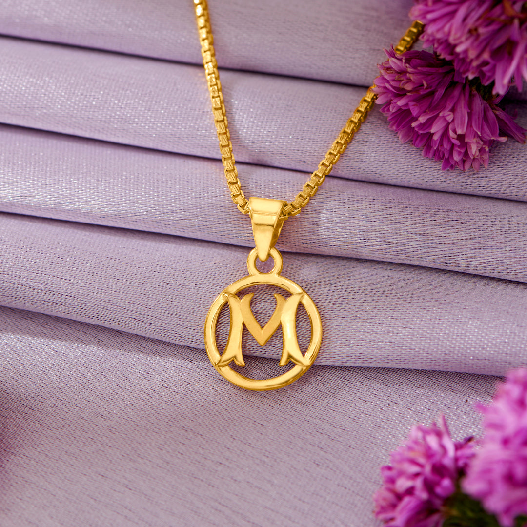 M Alphabet Gold Pendant Alphabet M Gold Pendant