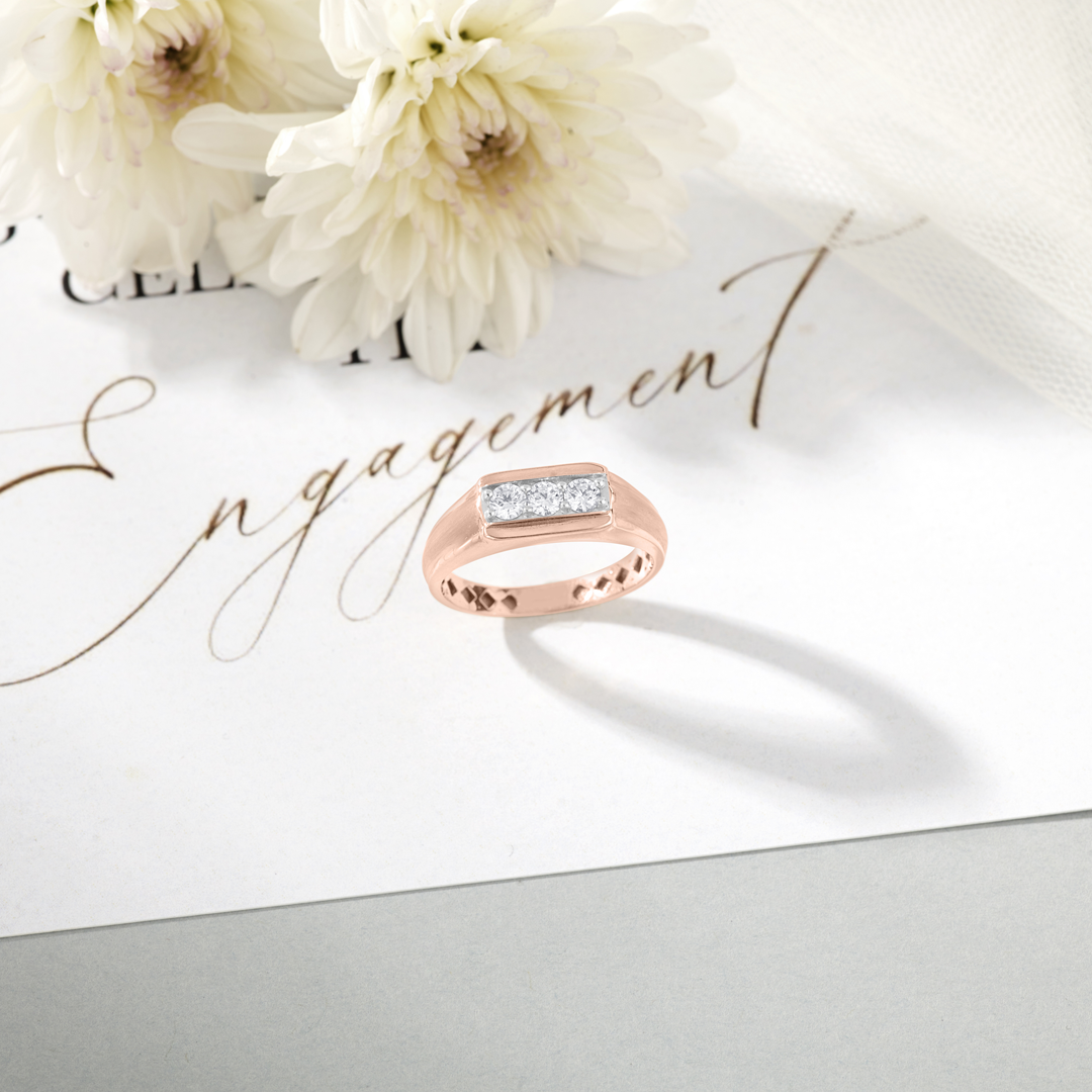 Rose Halo Engagement Diamond Ring for Women