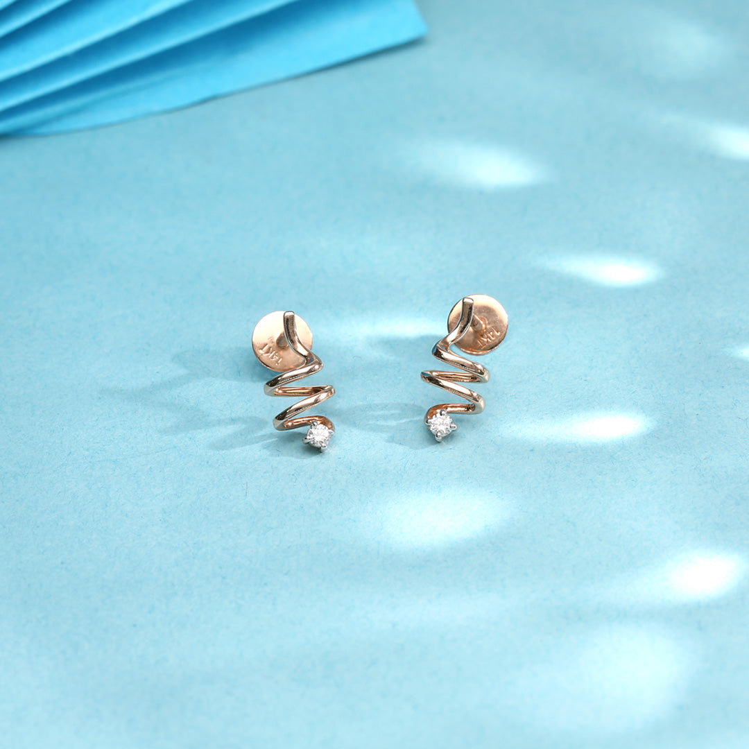 spiral helix studs dia set earring