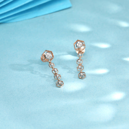 Linked Sparkle Drops & Dangler Diamond Earring