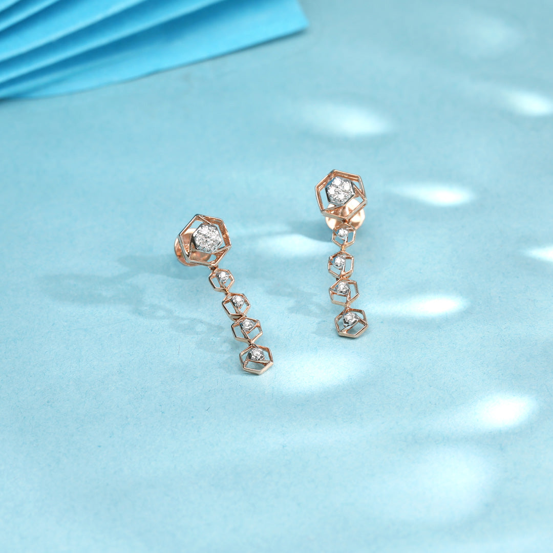 linked sparkle drops & dangler diamond earring