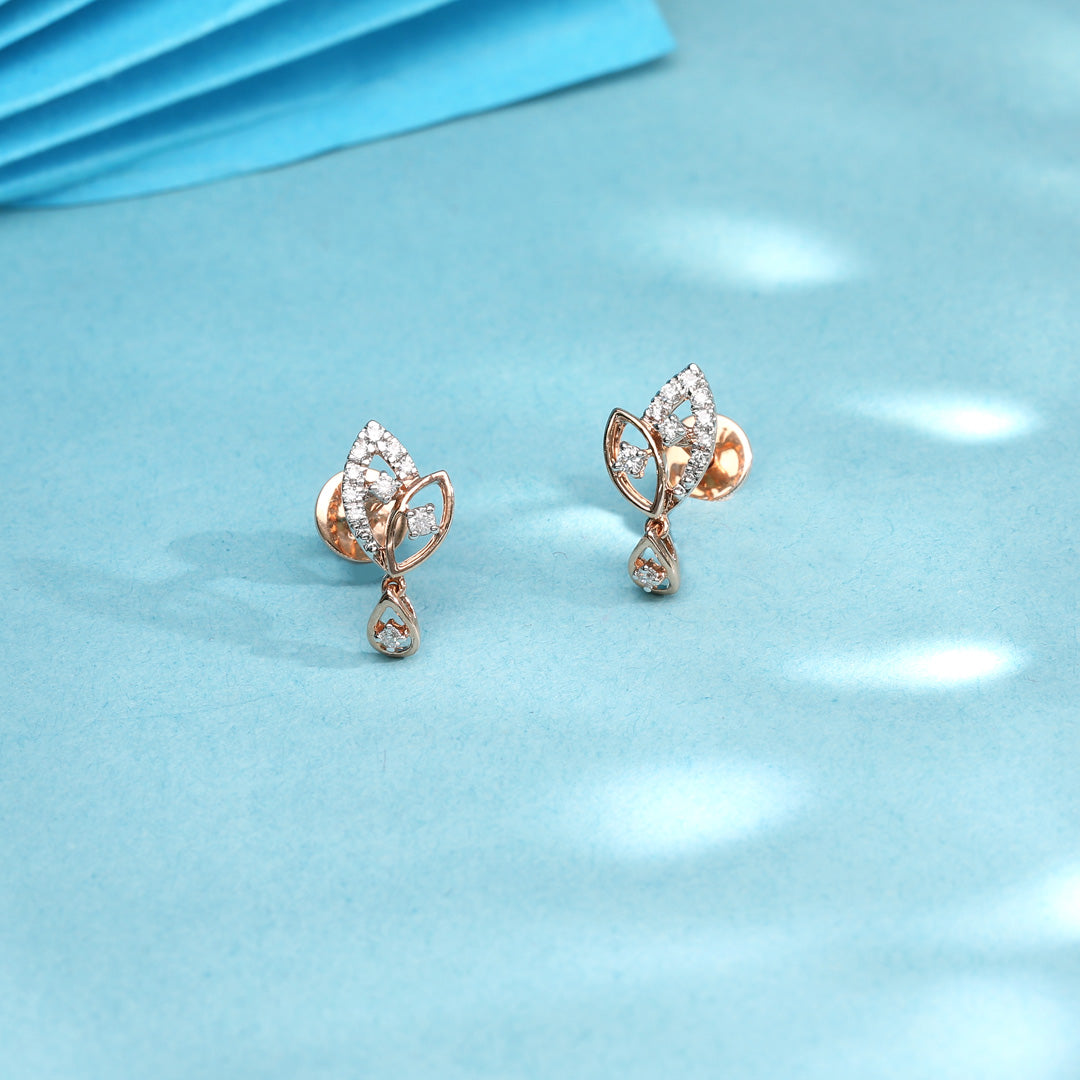 leaflet spark studs diamond earring
