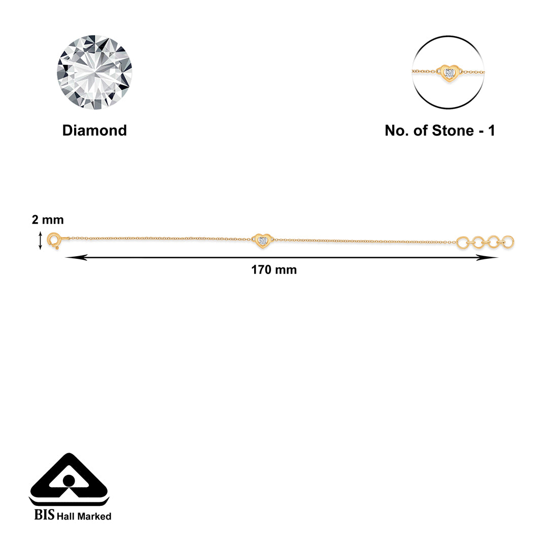 heartly yellow gold & diamond flexible ladies bracelet