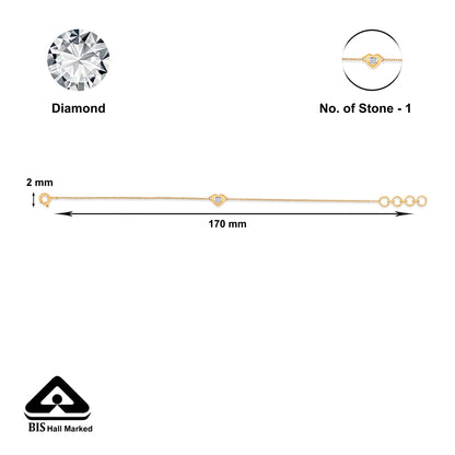 Heartly Yellow Gold & Diamond Flexible Ladies Bracelet