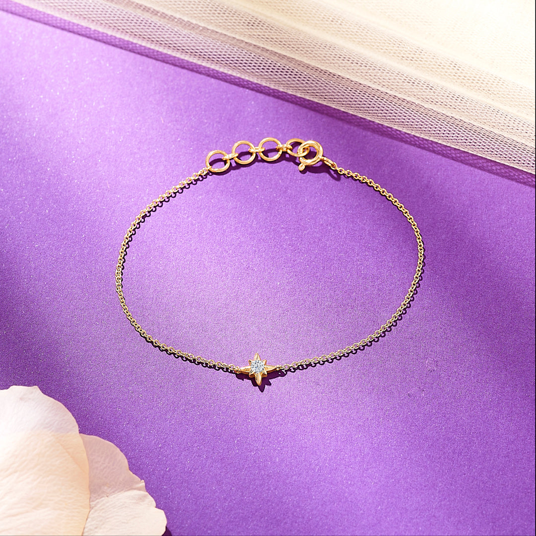Artly Yellow Gold & Diamond Flexible Ladies Bracelet