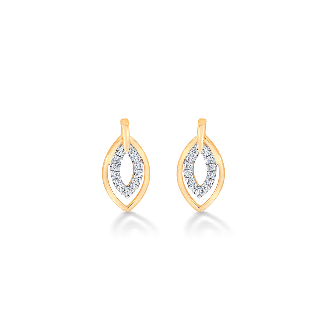 Lustrous Yellow Gold & Diamond Stud Earring For Women