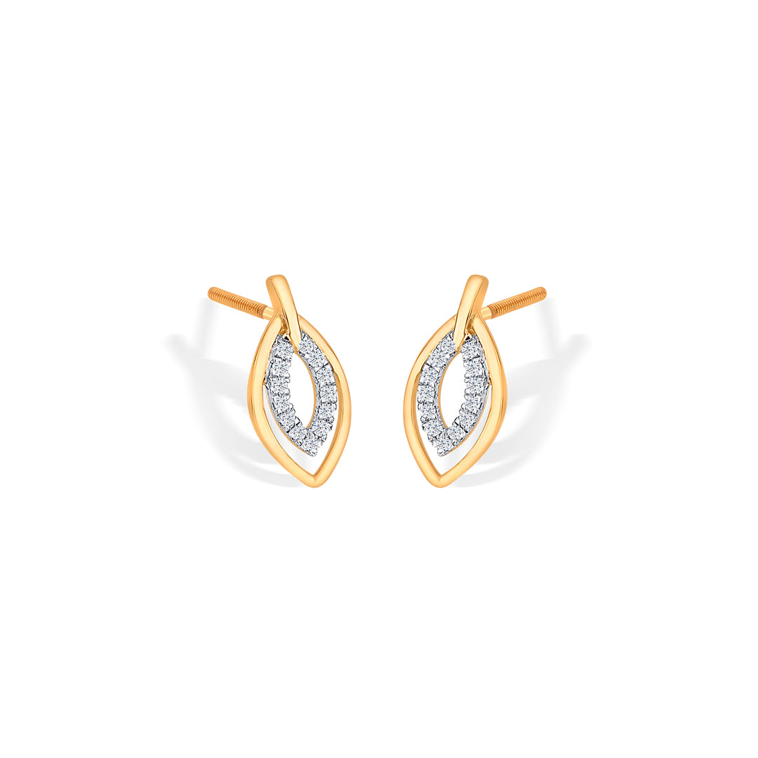 lustrous yellow gold & diamond stud earring for women
