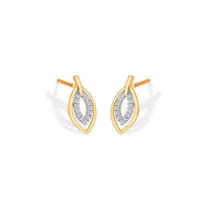 Lustrous Yellow Gold & Diamond Stud Earring For Women