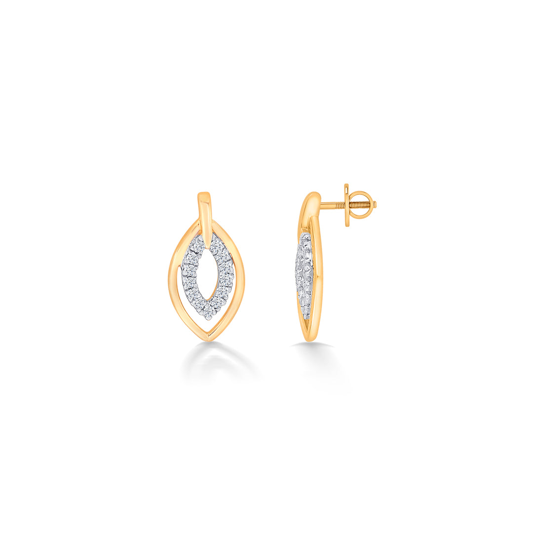 lustrous yellow gold & diamond stud earring for women