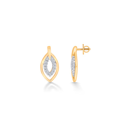 Lustrous Yellow Gold & Diamond Stud Earring For Women