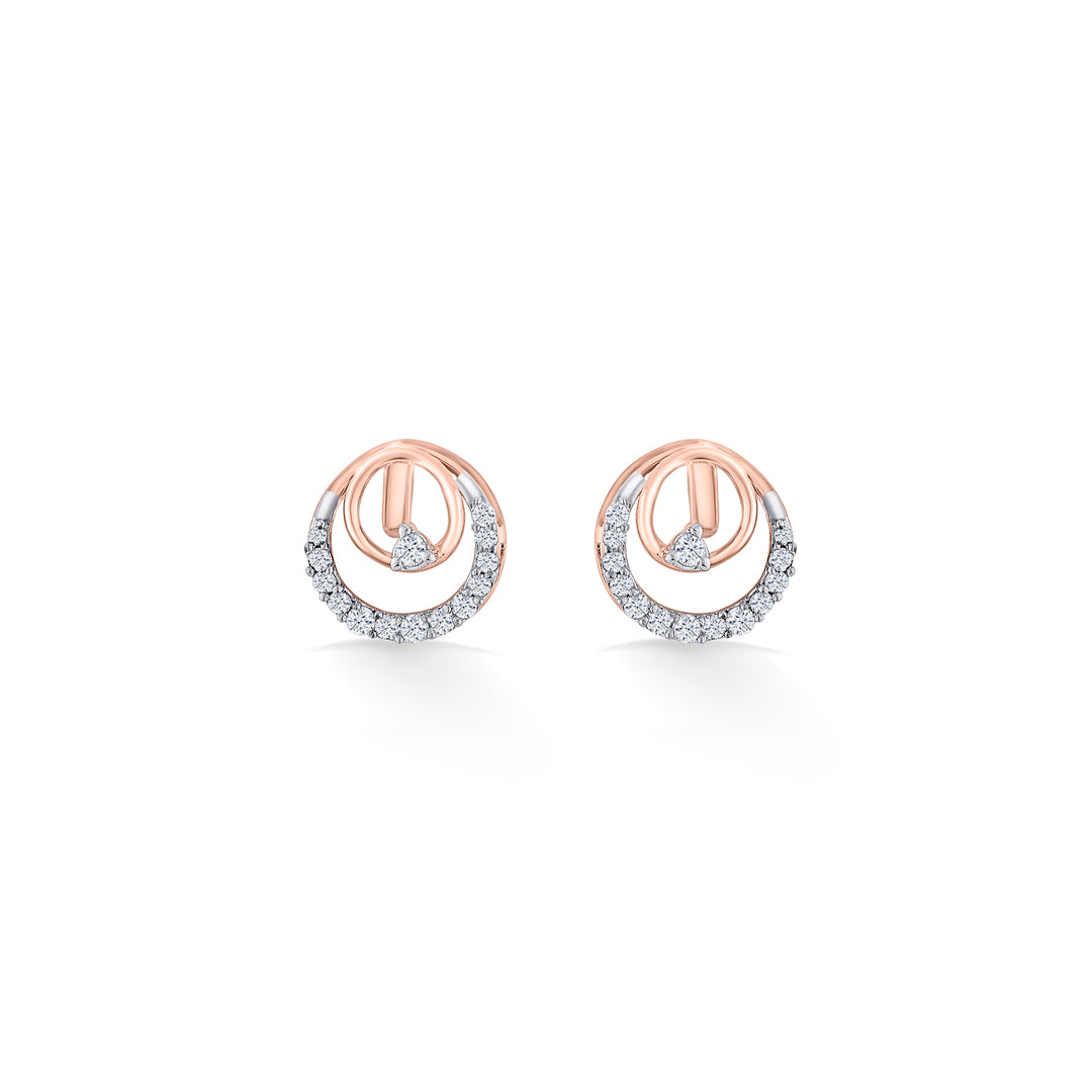 solar loop rose gold stud diamond earring for women