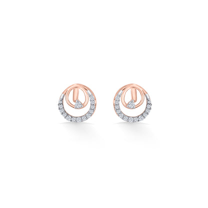 Solar Loop Rose Gold Stud Diamond Earring For Women