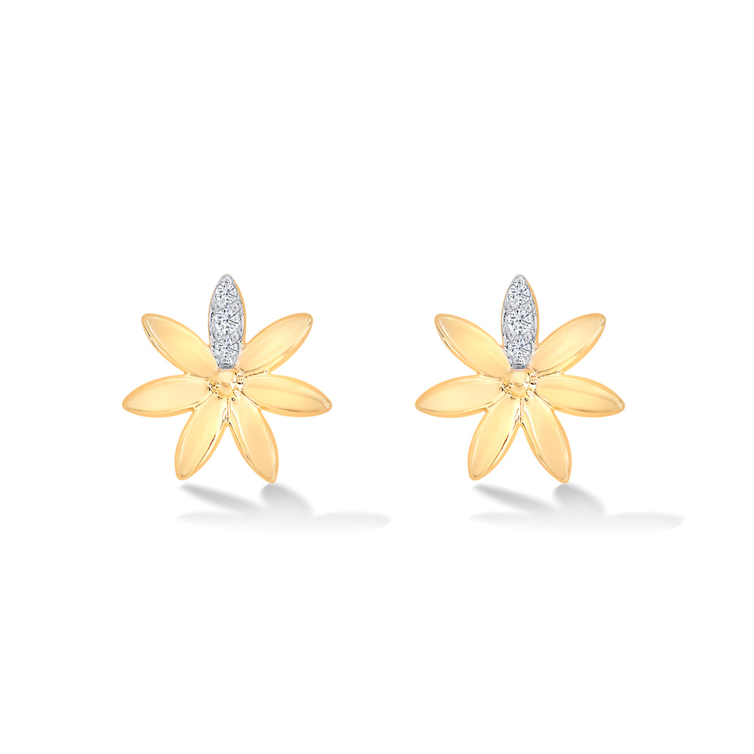 Daisy Yellow Gold & Diamond Stud Earring For Women