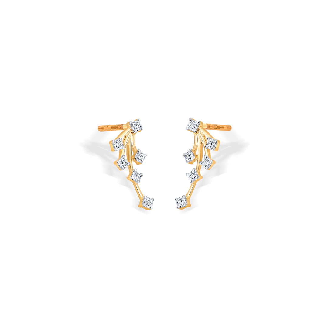 gripper yellow gold & diamond stud earring for women