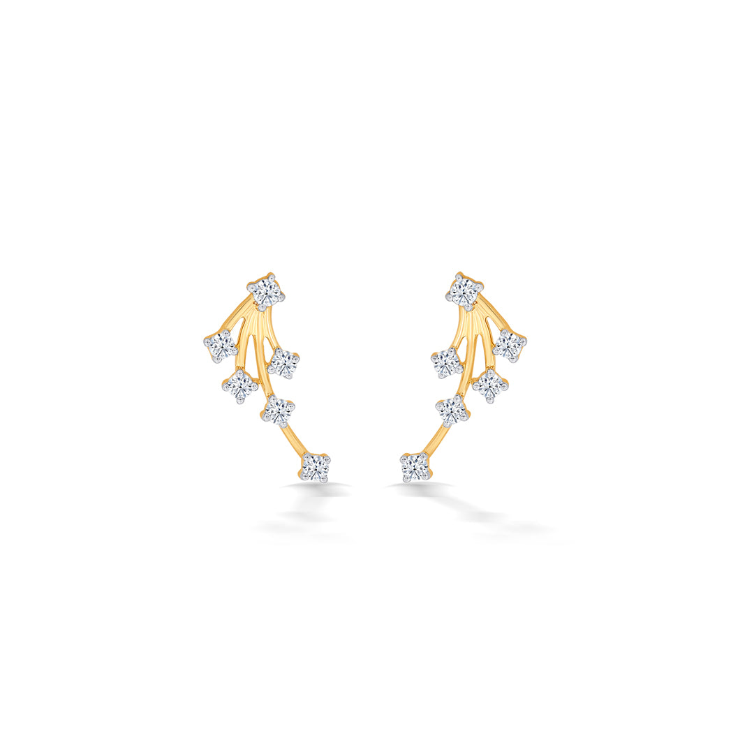 Gripper Yellow Gold & Diamond Stud Earring For Women