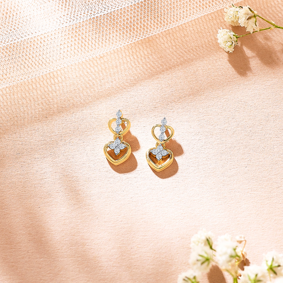 Mystic Yellow Gold & Diamond Drops & Dangler Earring