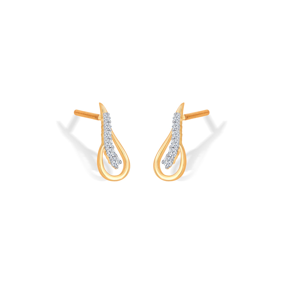 sleek yellow gold & diamond stud earring for women
