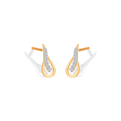 Sleek Yellow Gold & Diamond Stud Earring For Women