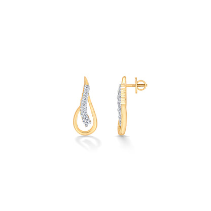 Sleek Yellow Gold & Diamond Stud Earring For Women