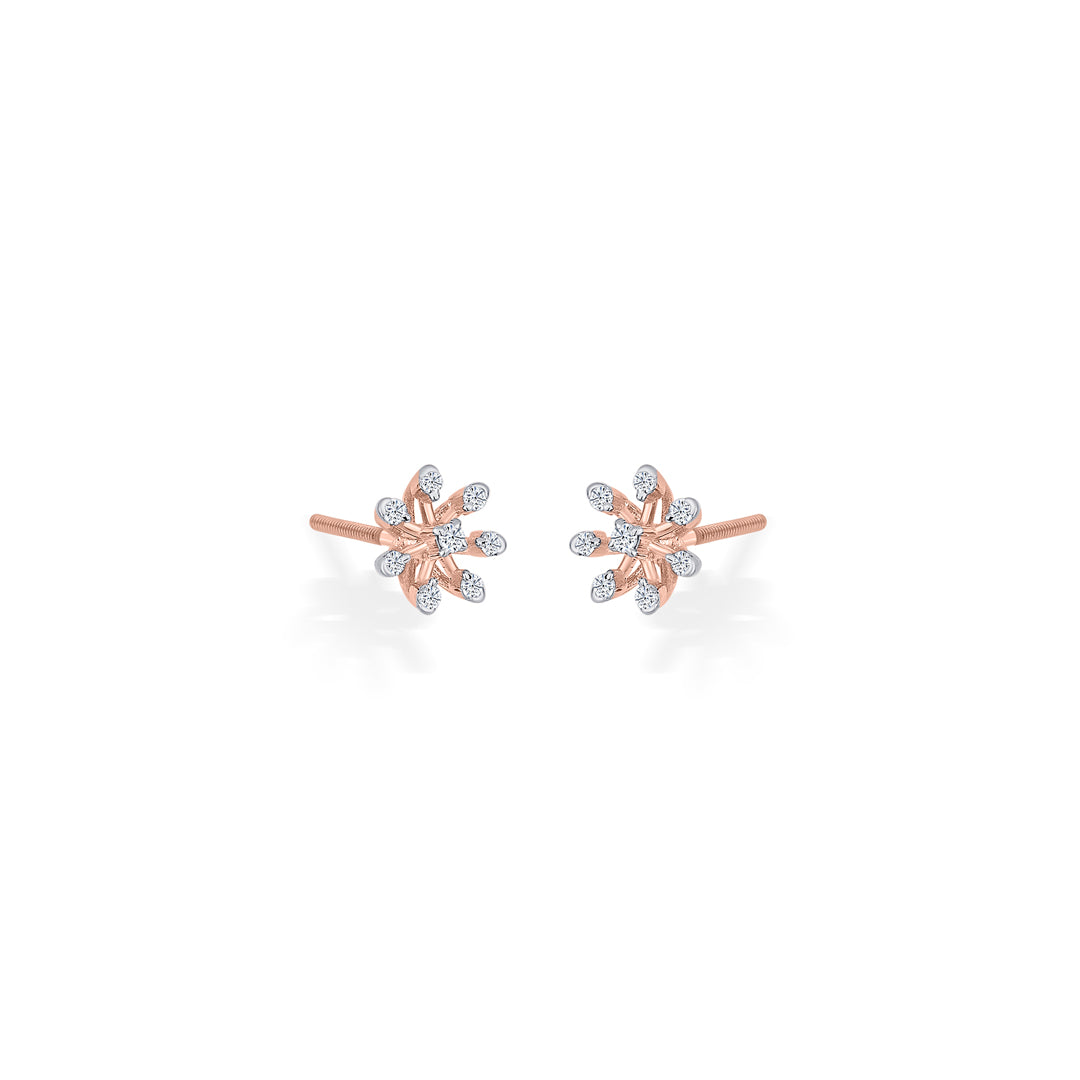 petite flora gold & diamond stud earring for woman