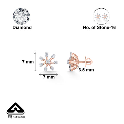 Petite Flora Gold & Diamond Stud Earring For Woman