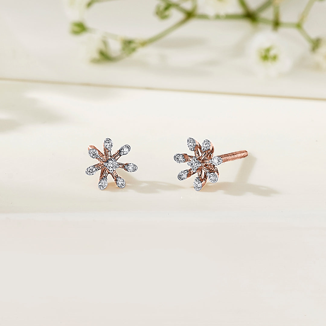 Petite Flora Gold & Diamond Stud Earring For Women