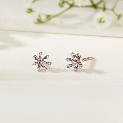 Petite Flora Gold & Diamond Stud Earring For Woman