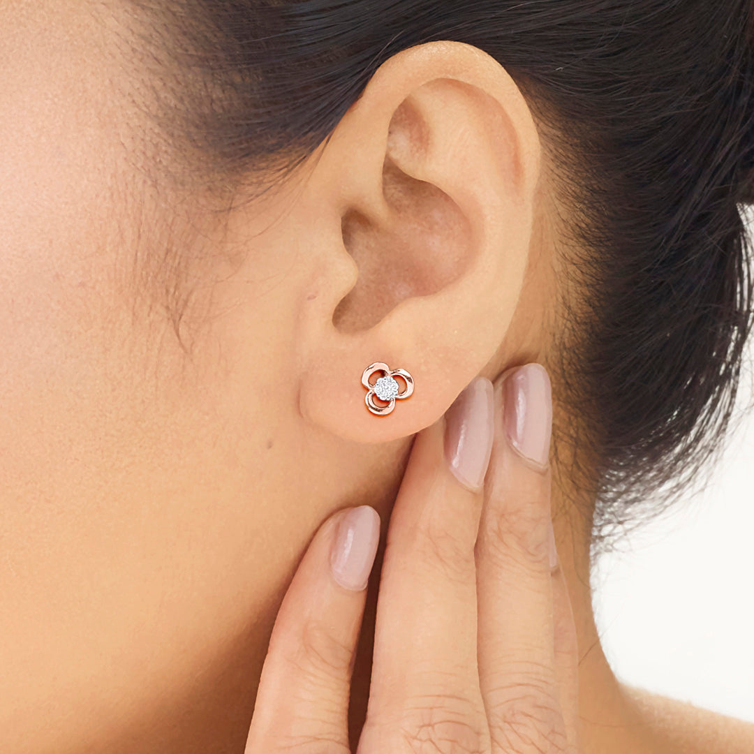 Lustre Bloom Diamond Stud Earrings