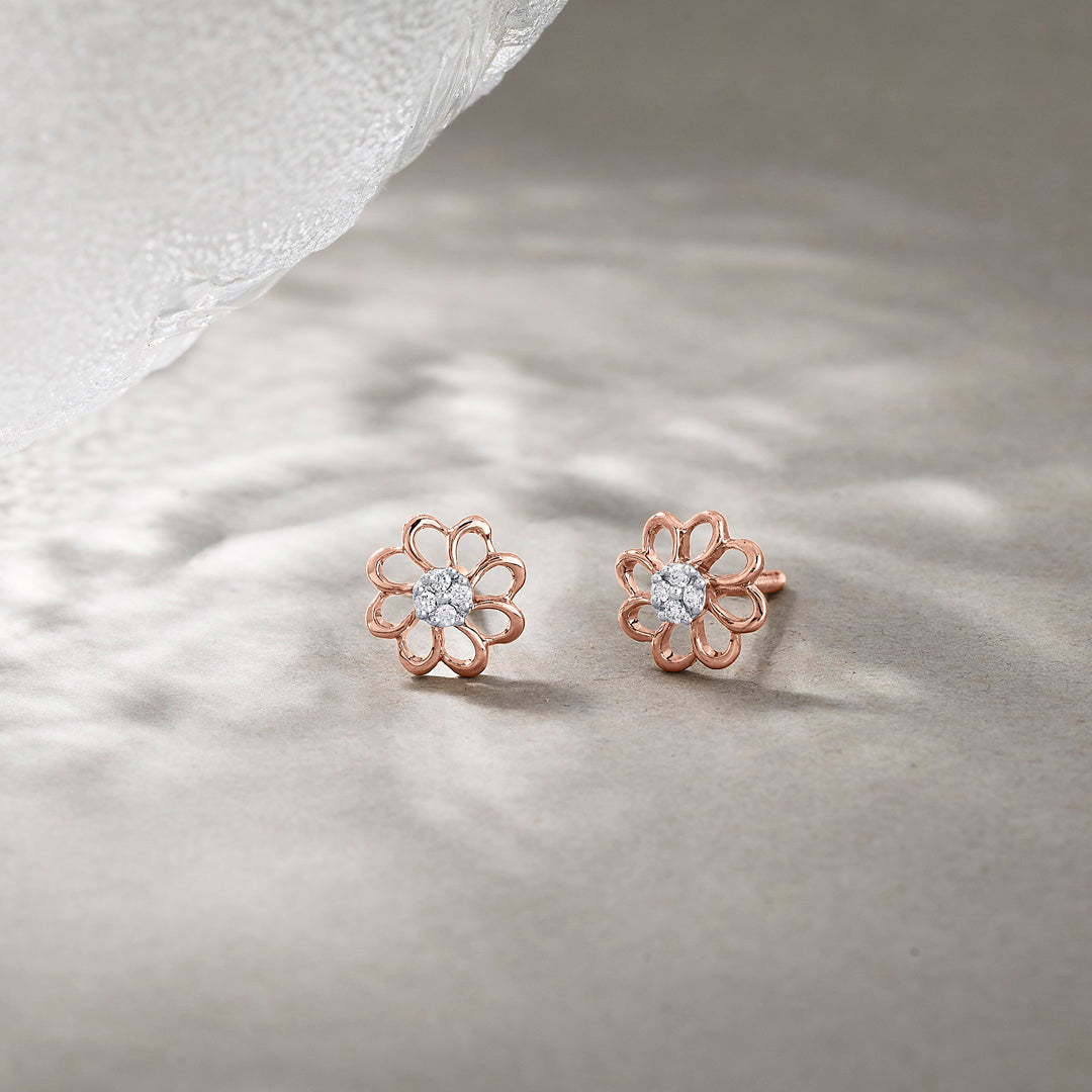 Stellar Petals Diamond Stud Earrings