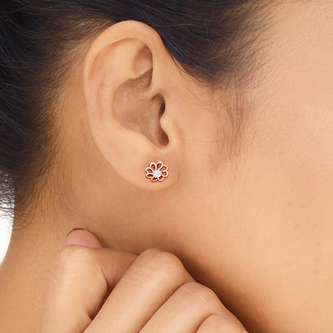 Stellar Petals Diamond Stud Earrings