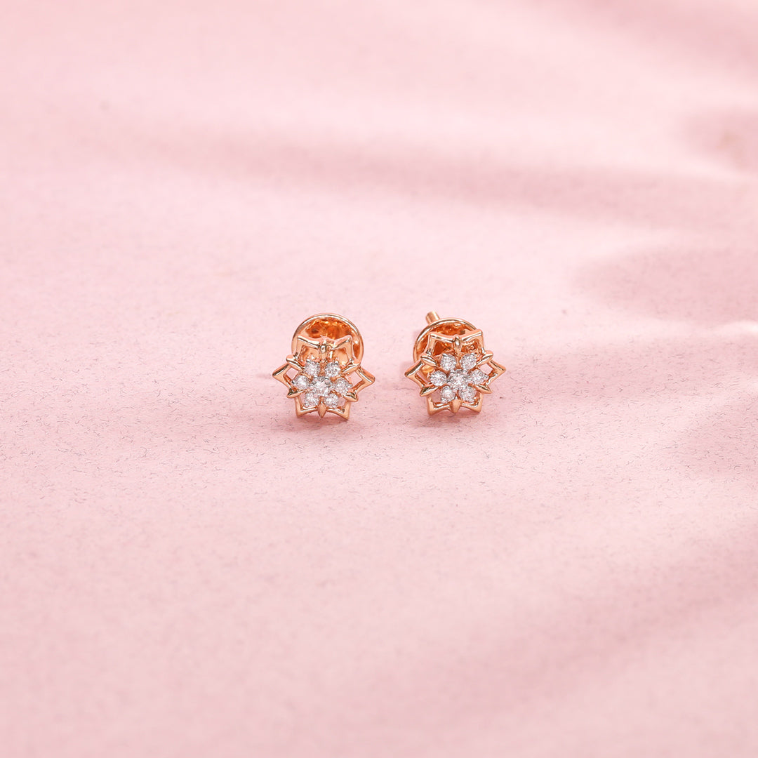 hexastone diamond stud earrings