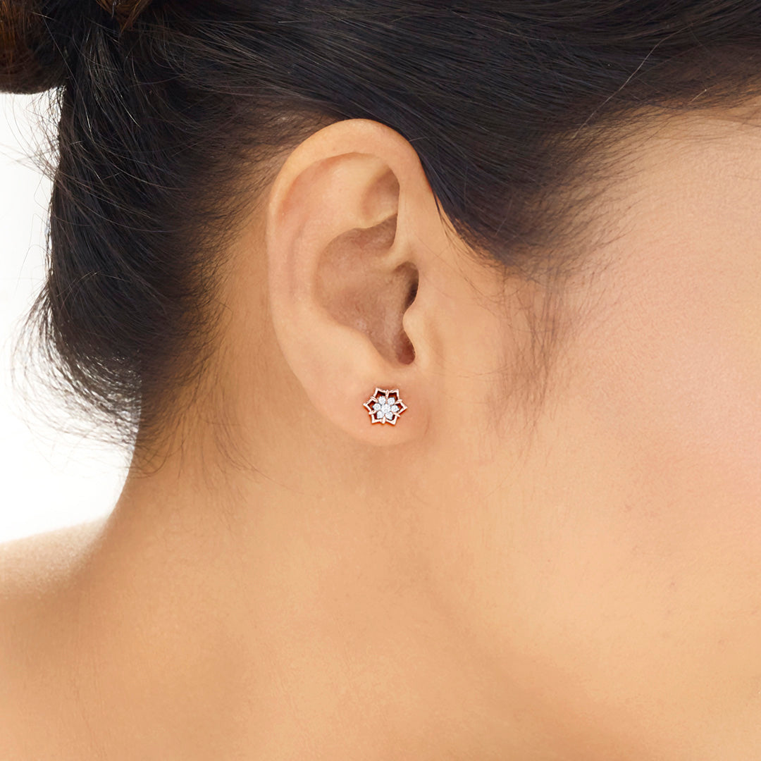 hexastone diamond stud earrings