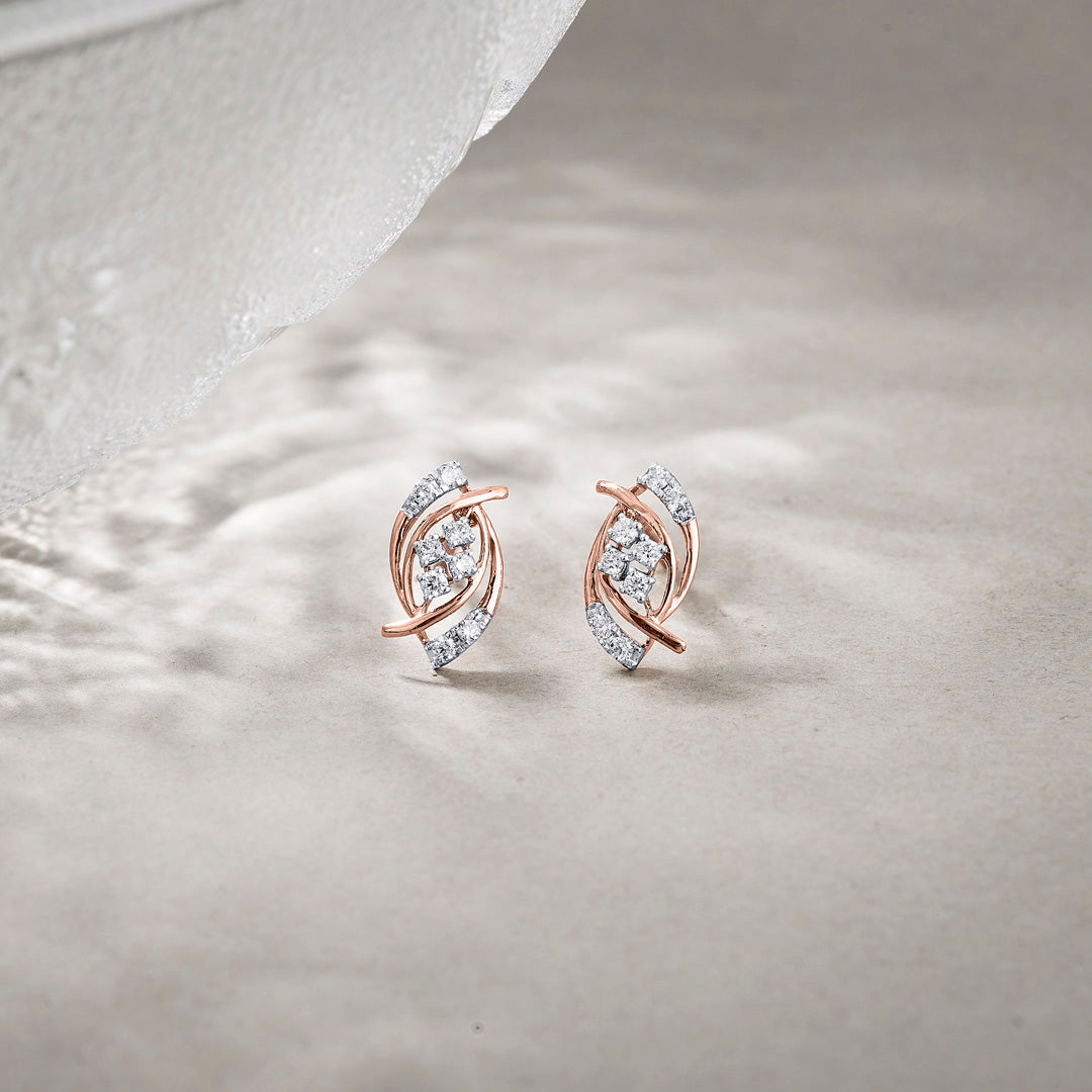 Luminous Twist Diamond Stud Earrings