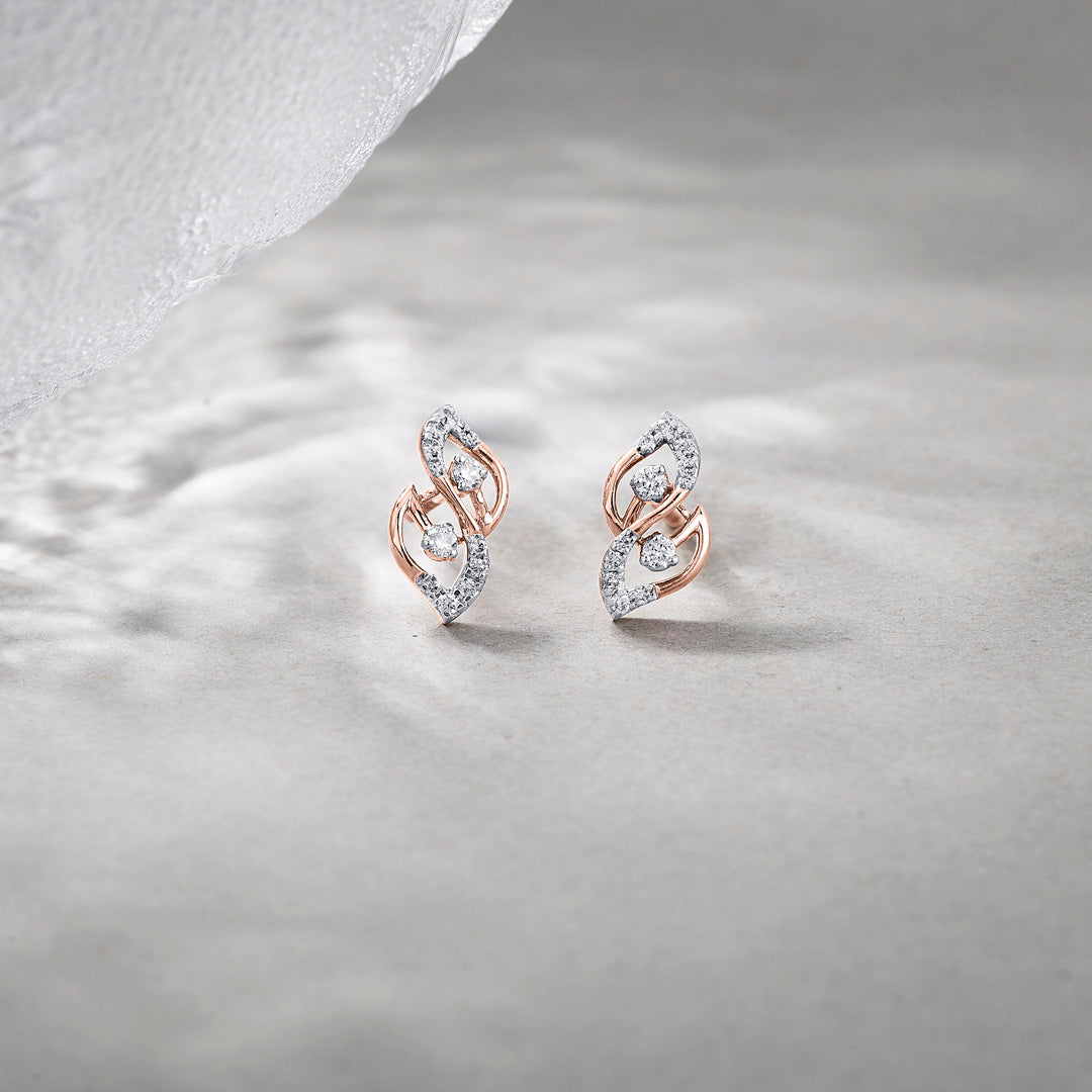 Frosted Twists Diamond Stud Earrings