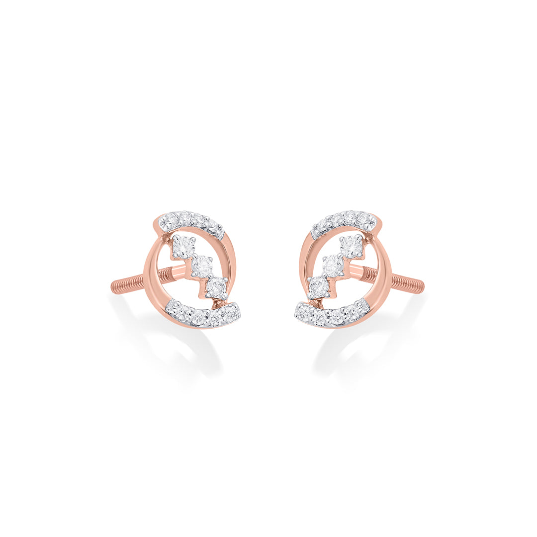 glowing swipes diamond earring studs
