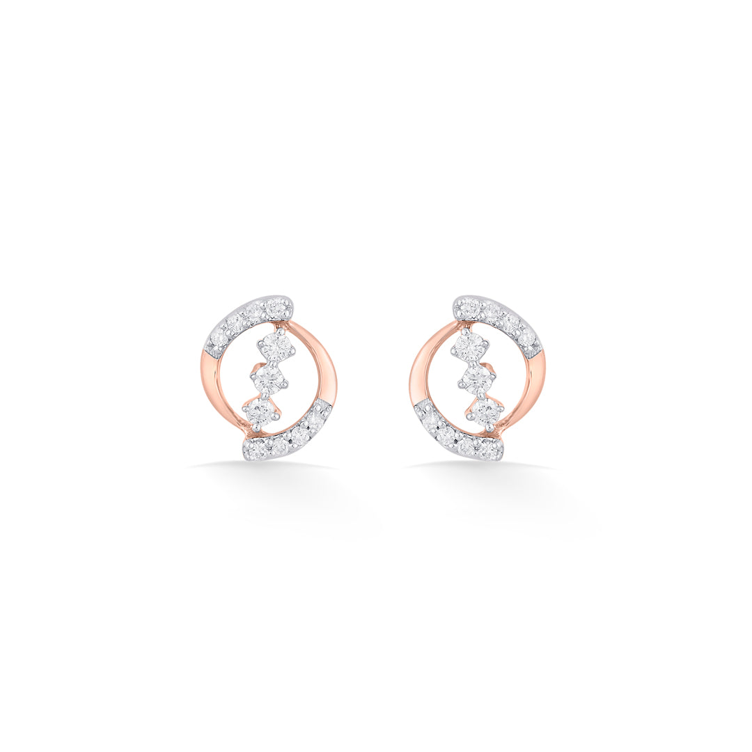 glowing swipes diamond earring studs