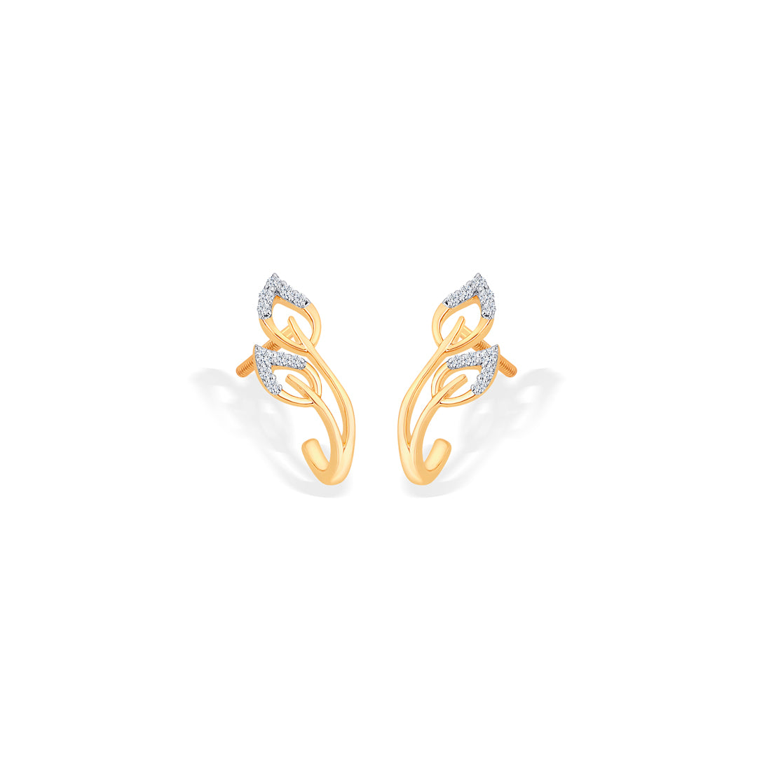 foliage yellow gold & diamond hoops & huggies earring