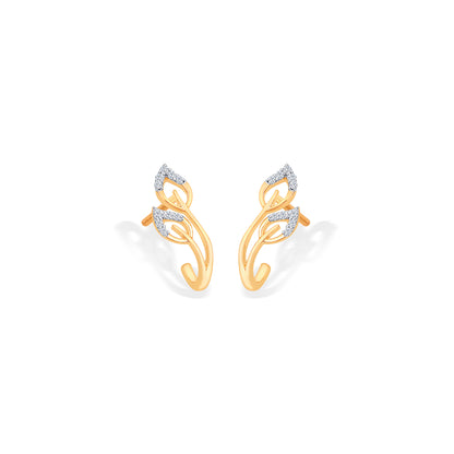 Foliage Yellow Gold & Diamond Hoops & Huggies Earring