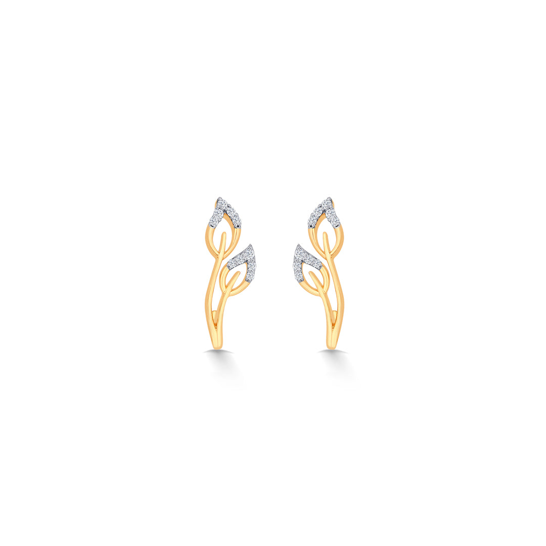 Foliage Yellow Gold & Diamond Hoops & Huggies Earring