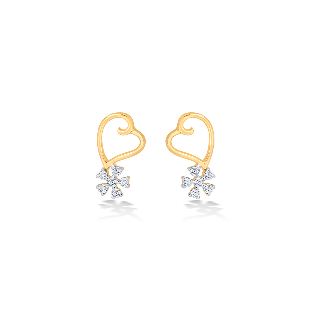 Passion's Yellow Gold & Diamond Stud Earring For Women