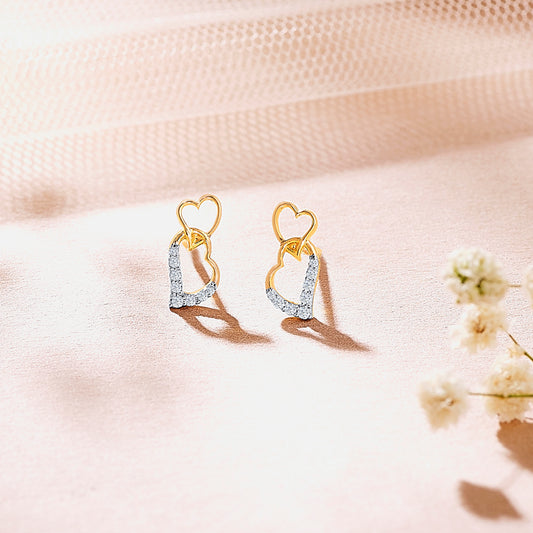 Amor Yellow Gold & Diamond Stud Earring