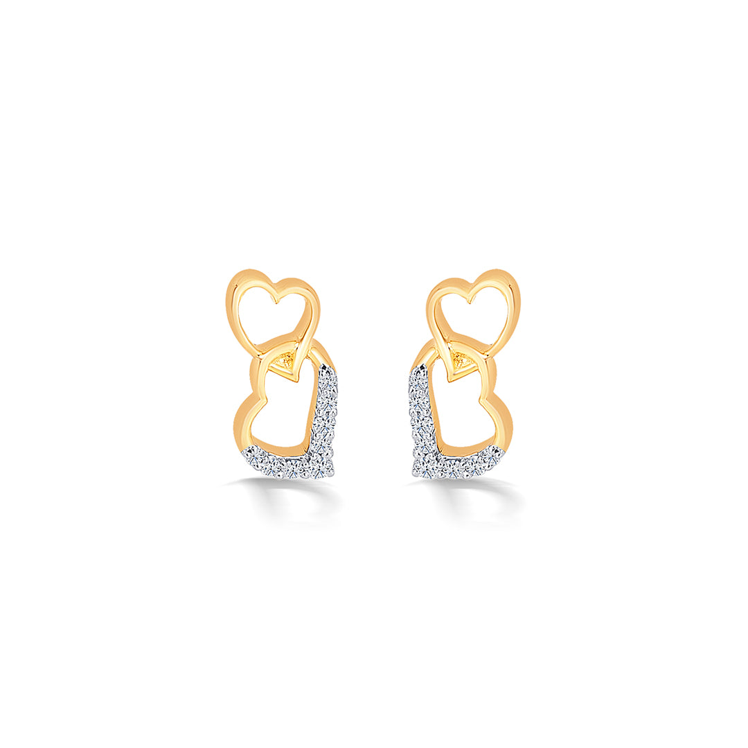 Amor Yellow Gold & Diamond Stud Earring