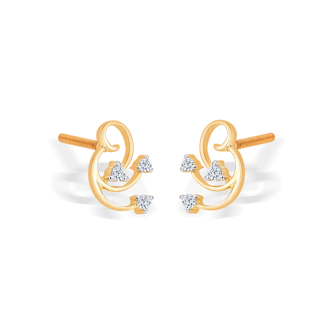 timeless yellow gold & diamond stud earring for women