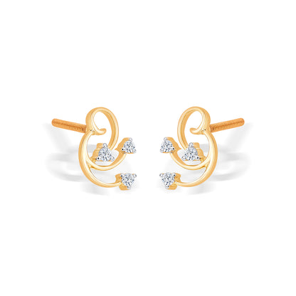 Timeless Yellow Gold & Diamond Stud Earring For Women