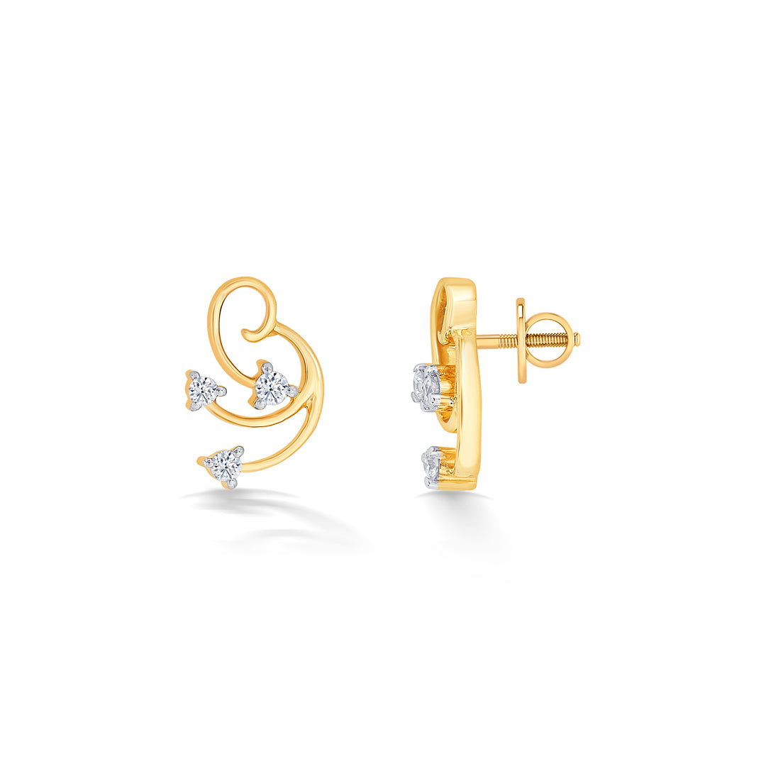 timeless yellow gold & diamond stud earring for women