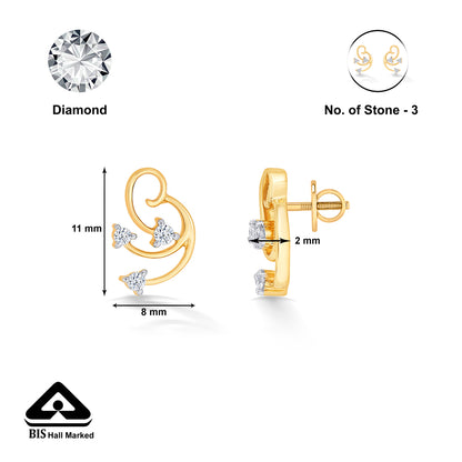Timeless Yellow Gold & Diamond Stud Earring For Women