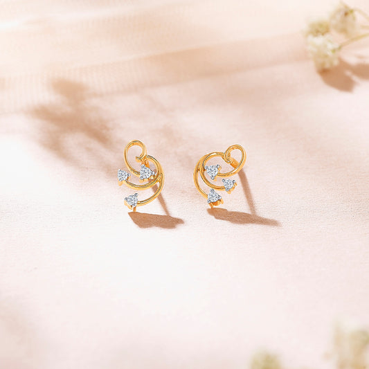 Timeless Yellow Gold & Diamond Stud Earring For Women