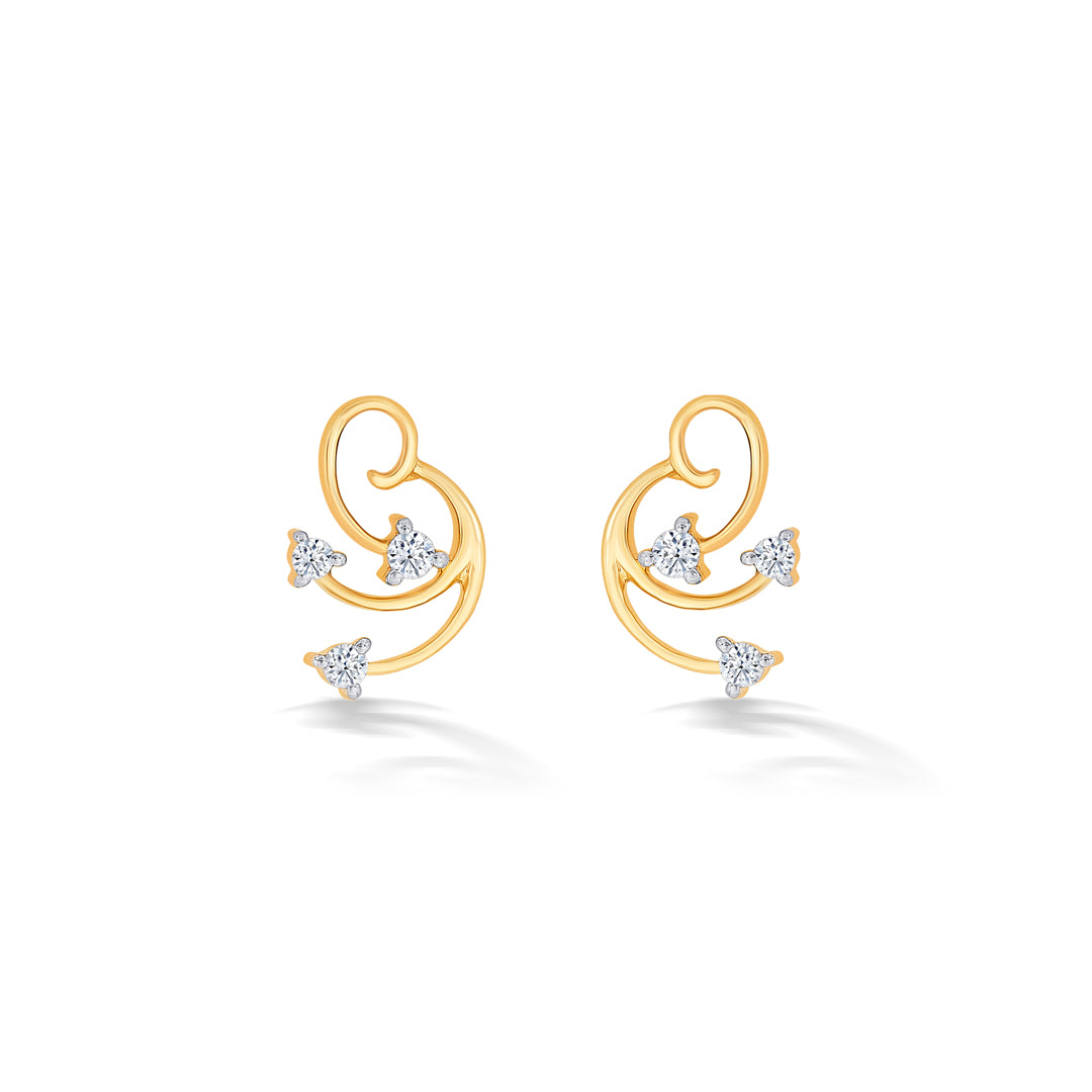 Timeless Yellow Gold & Diamond Stud Earring For Women