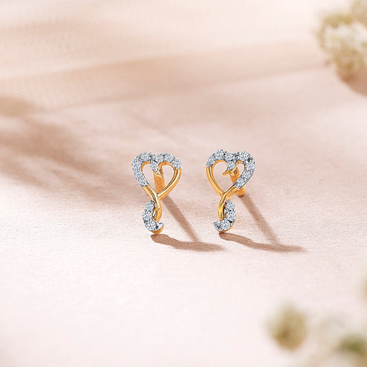 Beloved Yellow Gold & Diamond Stud Earring For Women
