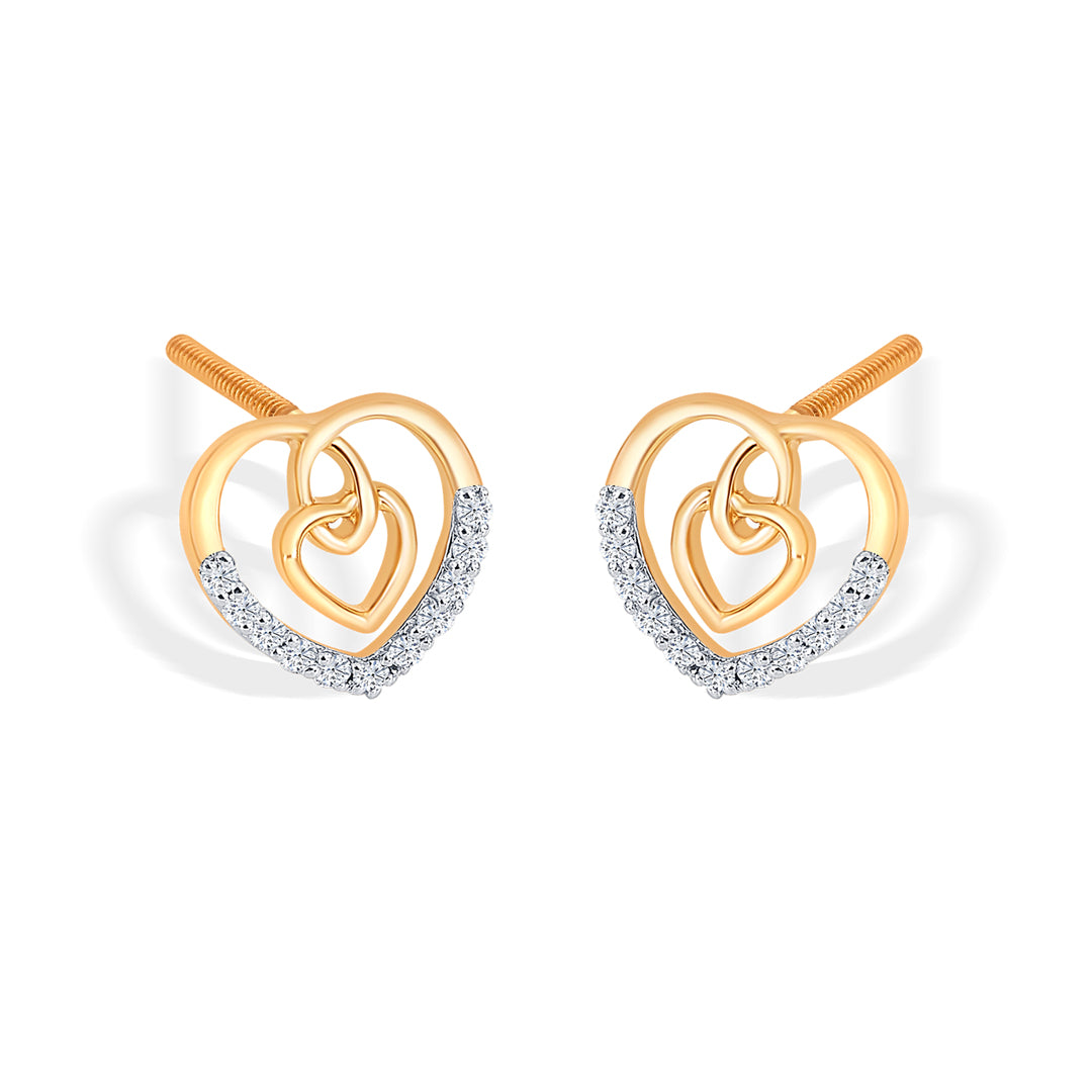 cupid's yellow gold & diamond stud earring for women